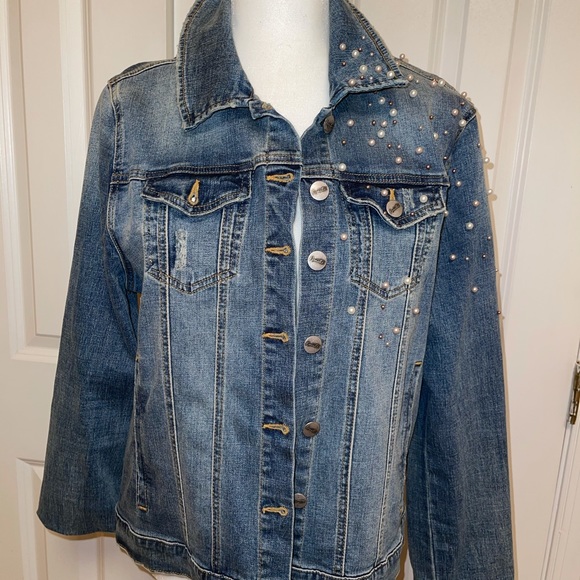 Nanette Lepore Jeans Jacket With Pearls - Picture 5 of 10